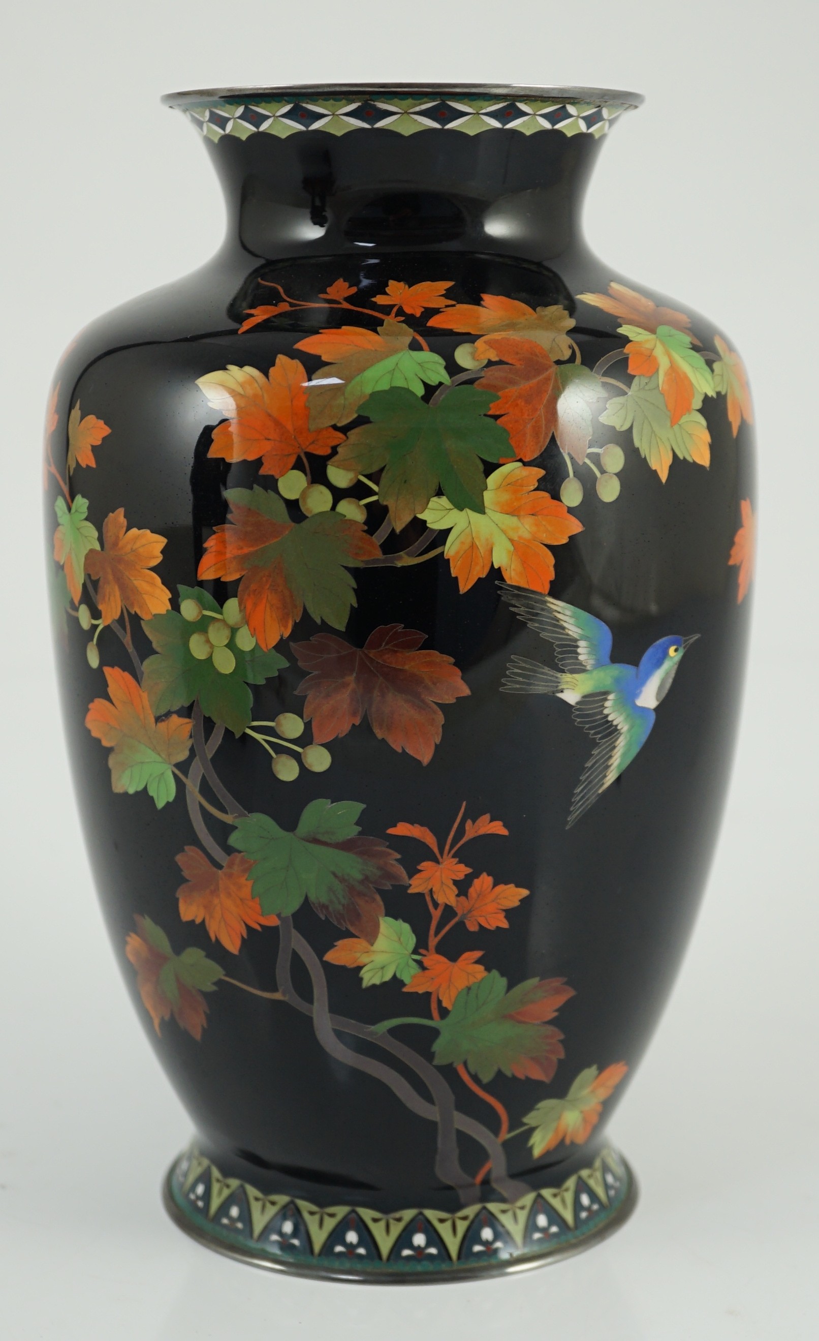 A Japanese silver wire cloisonné enamel vase, third quarter 20th century, 24cm high